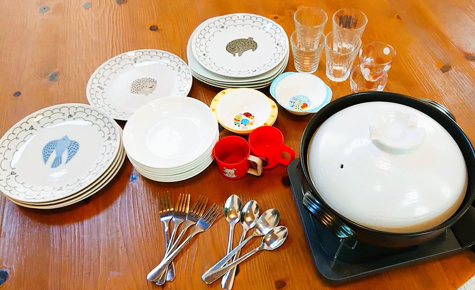 食器類一部・BBQ用の網・トング・チャッカマンもご用意しています