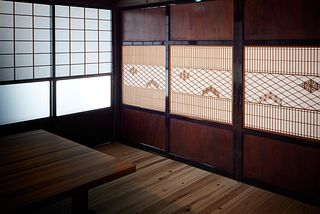 日本家屋の伝統的な障子の引き戸