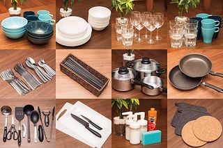 充実のカトラリー、食器類