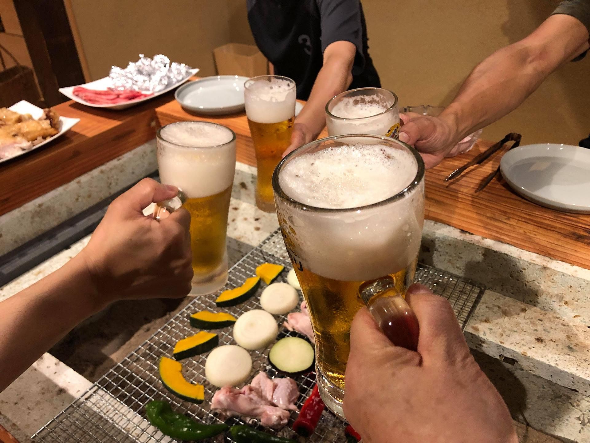 囲炉裏BBQで乾杯！