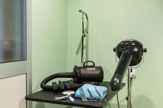 【トリミングルーム】トリミングハサミ、コームなども揃う充実設備