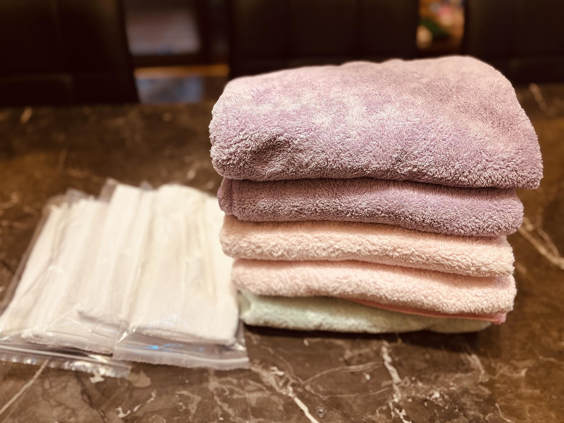 バスタオル、手ぬぐい歯ブラシセット人数分ご用意致します。