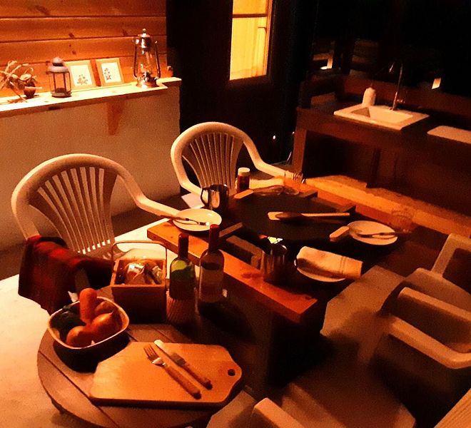 夜、BBQでディナー .＊ *.・。❤