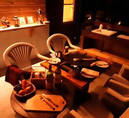 夜、BBQでディナー .＊ *.・。❤