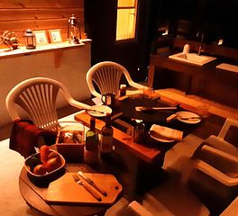 夜、BBQでディナー .＊ *.・。❤