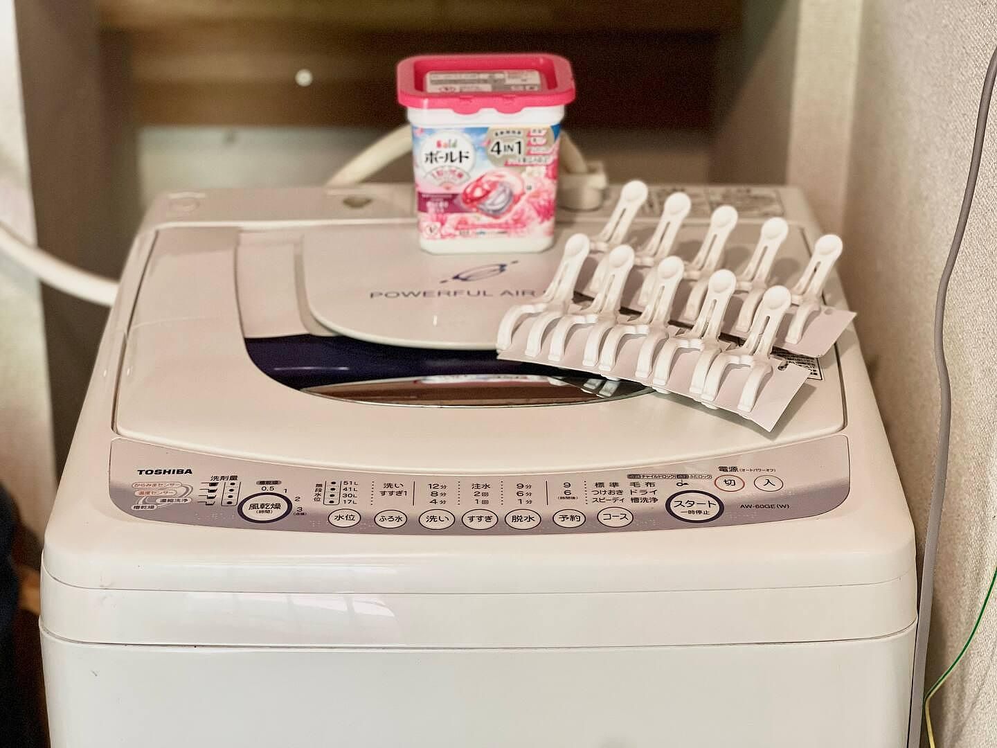 洗濯機、洗剤をご用意しております