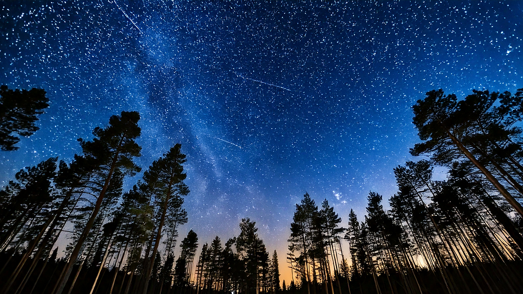 夕暮れの星空