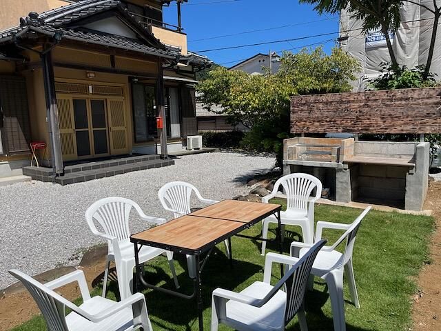 お庭でBBQ