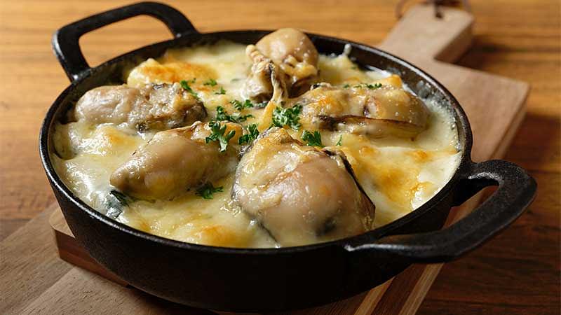 カキとほうれん草のグラタン