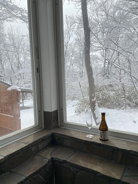 浴室から見える雪景色