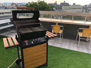 オプションでレンタルできるバーベキューコンロ　ガス火だから火力の調整が簡単♪