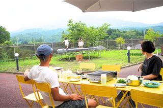 BBQしながらのびのびと遊べる庭