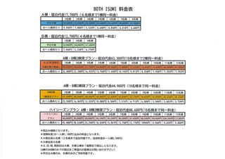 料金表になります。