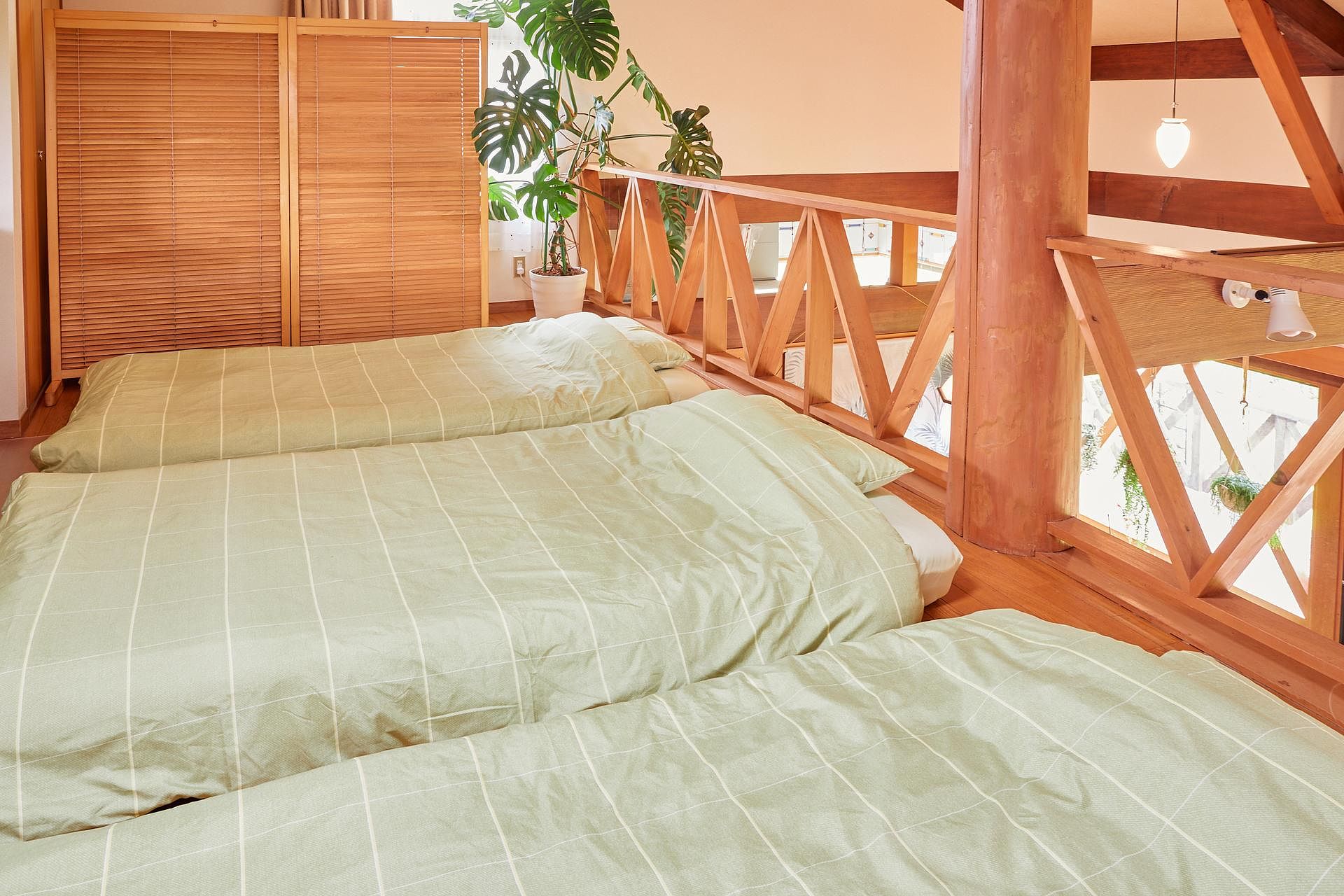 ロフトにお布団を敷いて。