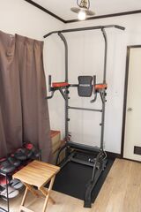 滞在中も日課のトレーニングは欠かせません。